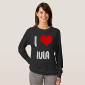 LULAバレンタイン大好きすみませんレディース男子ハートの下 Tシャツ (正面フル)