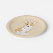 LuluBelle花の王冠を持つかわいらしいコーギー ペーパープレート (アングル)