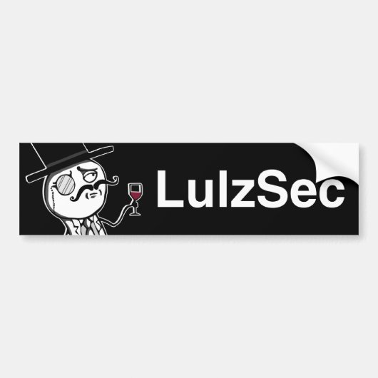 LulzSecのバンパーステッカーの黒のMonocleの人 バンパーステッカー (正面)