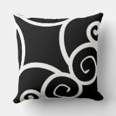 Lumbarホワイトおよびブラックモダン抽象芸術・デザイナ クッション (裏面)