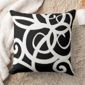 Lumbarホワイトおよびブラックモダン抽象芸術・デザイナ クッション (ブランケット)