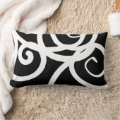 Lumbarホワイトおよびブラックモダン抽象芸術・デザイナ ランバークッション (ブランケット)