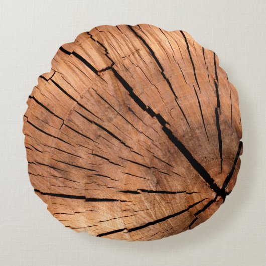Lumber log wood tree cross section ラウンドクッション (正面)