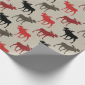 Lumber Red Black Gray Moose Silhouette Antler Deer ラッピングペーパー (角)