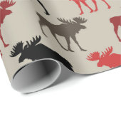 Lumber Red Black Gray Moose Silhouette Antler Deer ラッピングペーパー (ロールコーナー)