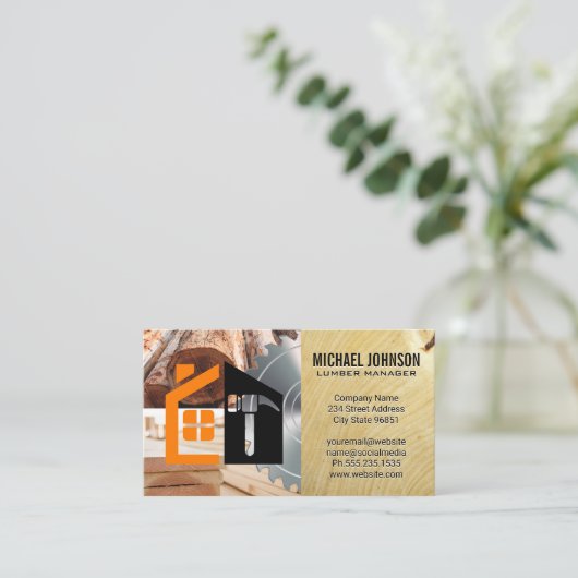 Lumber Saw | Builder Logo 名刺 (スタンド正面)