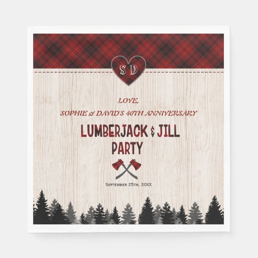 LumberJackと結婚Jillの森40周年 スタンダードランチョンナプキン (正面)