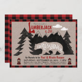 LumberjackとJillカップルが赤ちゃんシャワーを浴びる 招待状 (正面/裏面)