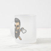 Lumberjackひげ付きスカルクロス軸マグ フロストグラスマグカップ (正面左)