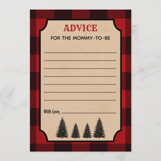 Lumberjackアドバイスfor the Mommy Baby Shower Cards プログラム (正面)
