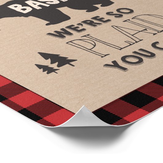 LumberjackウェルカムサインテーブルサインPlaid bear ポスター (角)