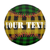 Lumberjackスタイル – 緑と黄色のファブリック 野球ボール (裏面)
