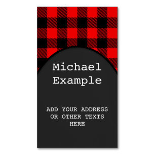 Lumberjackスタイル – 赤い生地+アイディア マグネット名刺