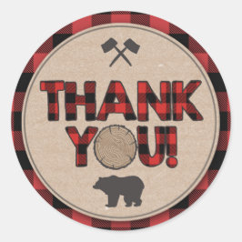 Lumberjackパーティー好意ラベルありがとうステッカーベア ラウンドシール