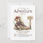 Lumberjackベビーシャワーウッドランドリトルクマかわいい子 招待状 (正面)