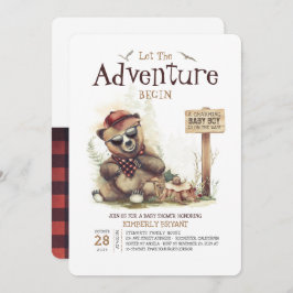 Lumberjackベビーシャワーウッドランドリトルクマかわいい子 招待状