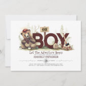 Lumberjackベビーシャワーウッドランドリトルクマかわいい子 招待状 (正面)