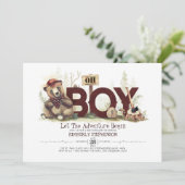 Lumberjackベビーシャワーウッドランドリトルクマかわいい子 招待状 (スタンド正面)