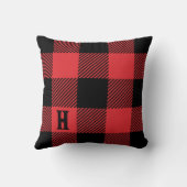 Lumberjackレッド&ブラックウッドスマンMonogram Plaid クッション (裏面)