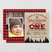 Lumberjack写真1st誕生日招待状 招待状 (正面/裏面)