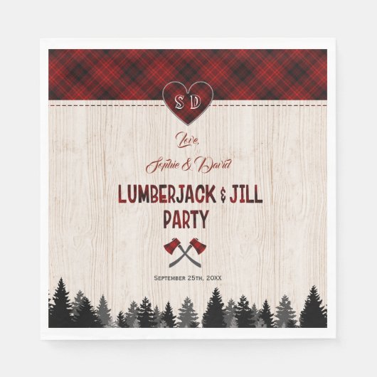 LumberJack素朴とJillの結婚カップル・シャワー スタンダードランチョンナプキン (正面)