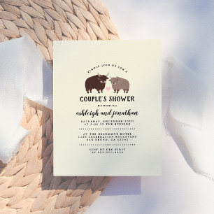 Lumberjack素朴 Bison Couple's Baby Shower インビテーションポストカード