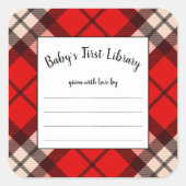 Lumberjack赤い格子模様の赤いシャワーブック スクエアシール (正面)