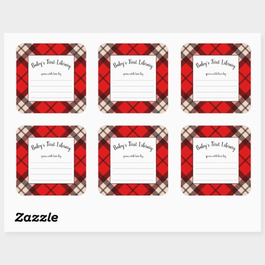 Lumberjack赤い格子模様の赤いシャワーブック スクエアシール (シート)