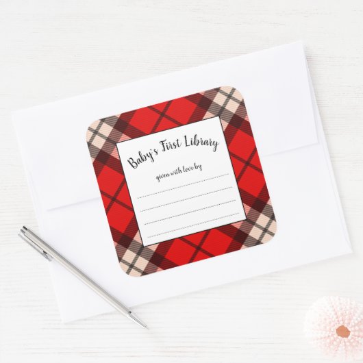 Lumberjack赤い格子模様の赤いシャワーブック スクエアシール (封筒)