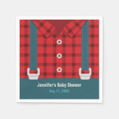 Lumberjack赤い格子縞デニムベイビーシャワーナプキンス スタンダードカクテルナプキン (正面)