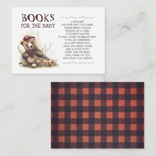 Lumberjack赤ちゃんシャワー小さなクマの本ベビー 名刺 (正面/裏面)
