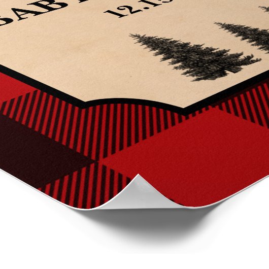 Lumberjack赤ちゃんシャワー歓迎サインパーソナライズされた ポスター (角)