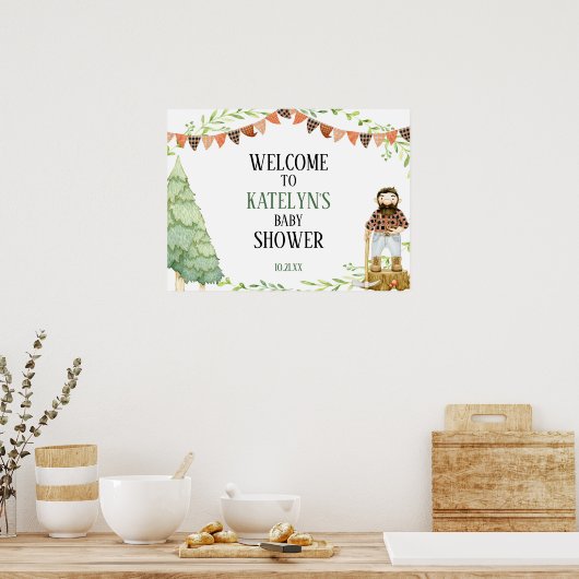 Lumberjack赤ちゃんシャワー歓迎サイン ポスター (キッチン)