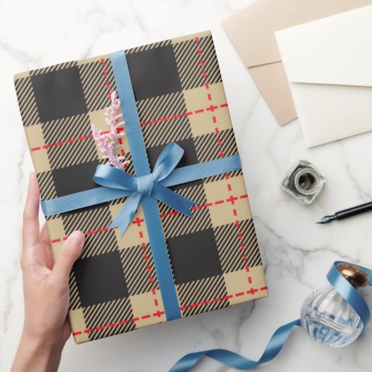 Lumberjack黄色と黒のチェック ラッピングペーパー (ギフト)