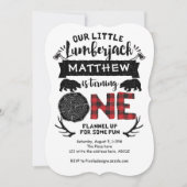 Lumberjack，ウッドランド，冒険，1歳の誕生日 招待状 (正面)