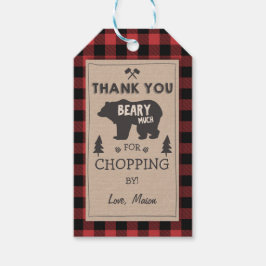Lumberjack 感謝していユーラベルベアーレッドプレイド誕生日 ギフトタグ