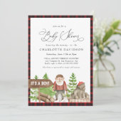 Lumberjack 素朴 Bear Woodland Boy Baby Shower 招待状 (スタンド正面)