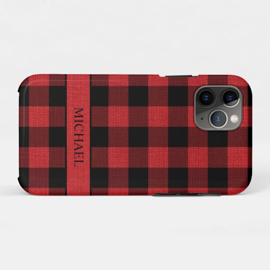 Lumberjack 素朴 Red Black Buffalo Check名 Case-Mate iPhoneケース (裏面(横))