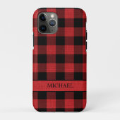 Lumberjack 素朴 Red Black Buffalo Check名 Case-Mate iPhoneケース (裏面)