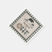 Lumberjack 1st誕生日ナプキン – ベアーホワイト スタンダードカクテルナプキン (角)
