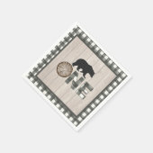 Lumberjack 1st誕生日ナプキン – ベアーホワイトONE スタンダードカクテルナプキン (角)