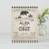 Lumberjack 1st誕生日招待状-ホワイト/ベア 招待状 (スタンド正面)