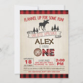 Lumberjack 1st誕生日招待状 – 赤/ムース 招待状 (正面)