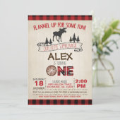 Lumberjack 1st誕生日招待状 – 赤/ムース 招待状 (スタンド正面)