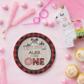 Lumberjack 1st誕生日紙プレート – 軸赤 ペーパープレート (パーティー)