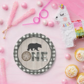 Lumberjack 1st誕生日紙プレート- Bear ONE WH ペーパープレート (パーティー)