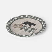 Lumberjack 1st誕生日紙プレート- Bear ONE WH ペーパープレート (アングル)