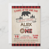 Lumberjack 1st Birstday招待状-赤/熊 招待状 (正面)