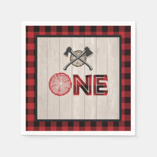 Lumberjack 1st Birthday Napkin – 軸Red ONE スタンダードカクテルナプキン