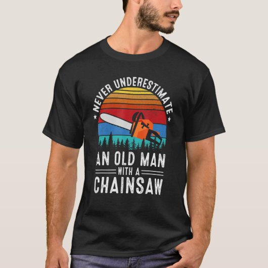 Lumberjack Art MenおもしろいパパChainsaw Arborist Woo Tシャツ (正面)